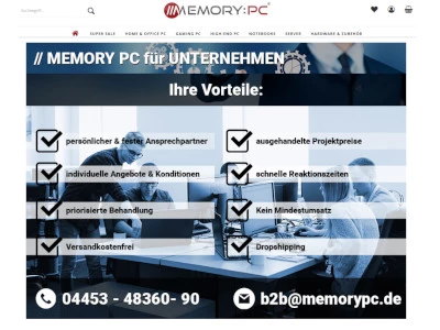 Website von Memory PC GmbH