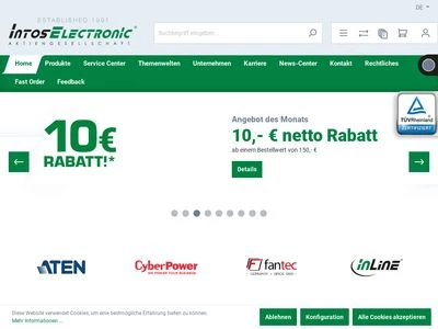 Website von INTOS ELECTRONIC AG