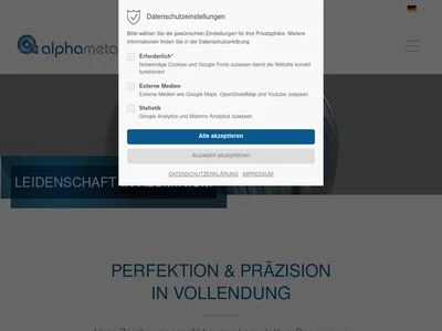 Website von alphametall GmbH