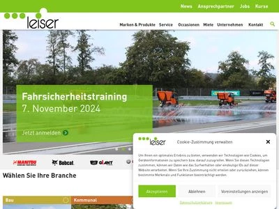 Website von A. Leiser Maschinen und Fahrzeuge AG