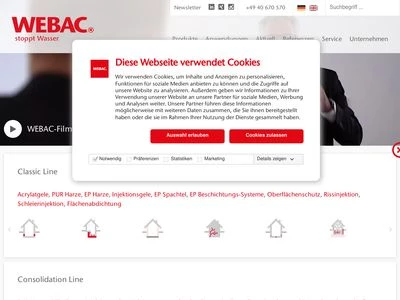 Website von WEBAC-Chemie GmbH