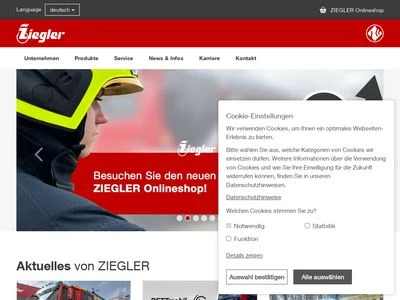 Website von Albert Ziegler GmbH & Co. KG