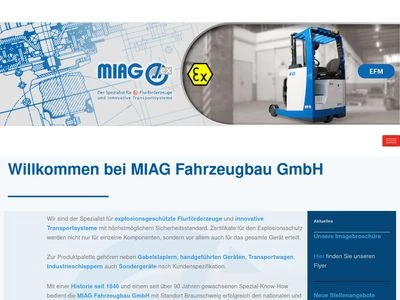 Website von MIAG Fahrzeugbau GmbH