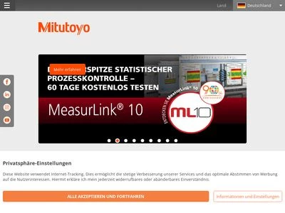 Website von Mitutoyo Deutschland GmbH