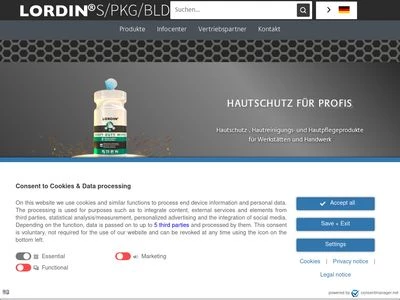 Website von Lordin® - Peter Greven Physioderm GmbH