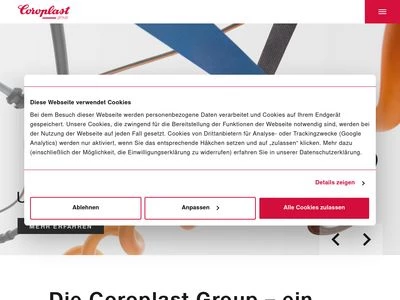 Website von Coroplast Fritz Müller GmbH und Co. KG