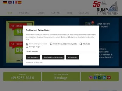 Website von RUMP STRAHLANLAGEN GmbH & Co. KG