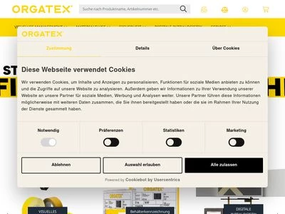 Website von  ORGATEX GmbH & Co.KG