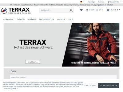 Website von Terrax Außenhandels-GmbH