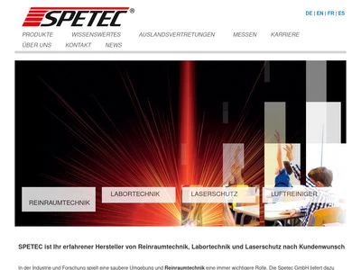 Website von Spetec Gesellschaft für Labor- und Reinraumtechnik mbH