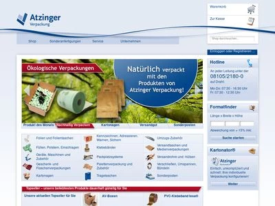 Website von Atzinger Verpackung GmbH