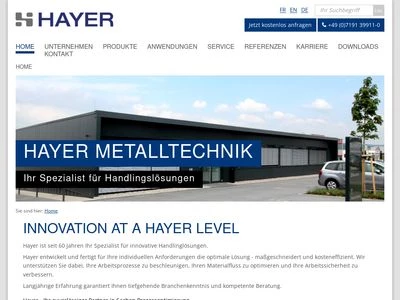 Website von Hayer Metalltechnik GmbH