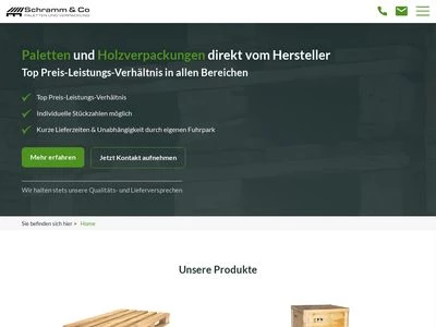 Website von Schramm & Co GmbH Paletten und Verpackung