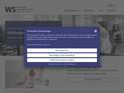 Website von WS Warmsener Spezialitäten GmbH