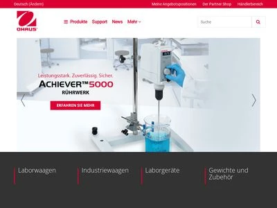 Website von OHAUS Europe GmbH 