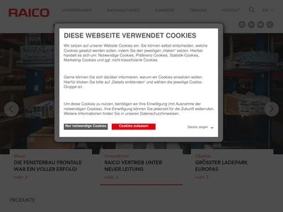 Website von RAICO Bautechnik GmbH