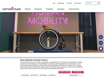 Website von ORTHO-TEAM AG