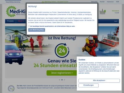 Website von Medi-King Medical Trading GmbH