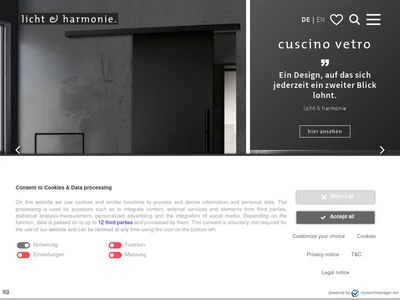 Website von licht & harmonie Glastüren GmbH