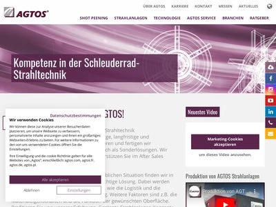 Website von AGTOS Gesellschaft für technische Oberflächensysteme mbH