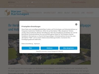 Website von Harzer Kartonagenfabrik Fritz Nickel GmbH & Co. KG
