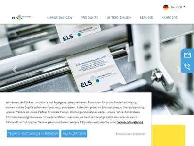 Website von ELS - European Labelling System GmbH & Co. KG
