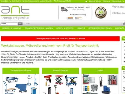 Website von ant- Transportgeräte GmbH & Co. KG