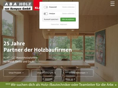 Website von ABA Holz van Kempen GmbH
