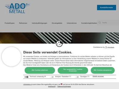 Website von ADO-Metall GmbH