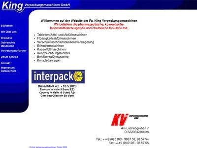 Website von King Verpackungsmaschinen GmbH