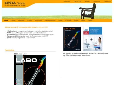 Website von BESTA-Technik für Chromatographie GmbH