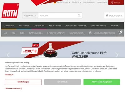 Website von Carl Roth GmbH + Co. KG