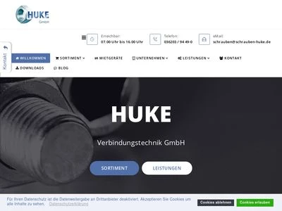 Website von Huke Verbindungstechnik GmbH