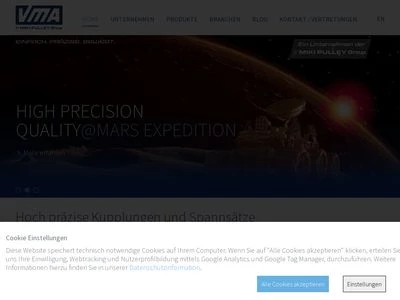 Website von VMA Verbindungs- Mess- und Antriebstechnik GmbH