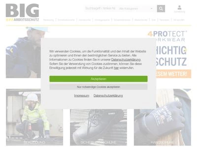 Website von BIG Arbeitsschutz GmbH