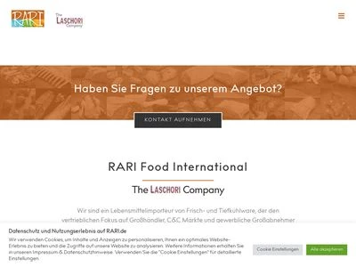 Website von RARI Food International GmbH