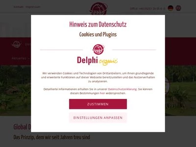 Website von Delphi Organic GmbH