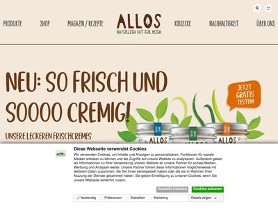 Website von Allos Hof-Manufaktur GmbH