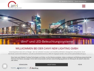 Website von Canyi New Lighting GmbH