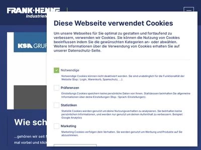 Website von Frank+Henne GmbH & Co.