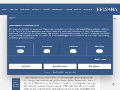 Website von BELSANA Medizinische Erzeugnisse