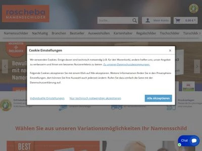 Website von roscheba Namensschilder GmbH