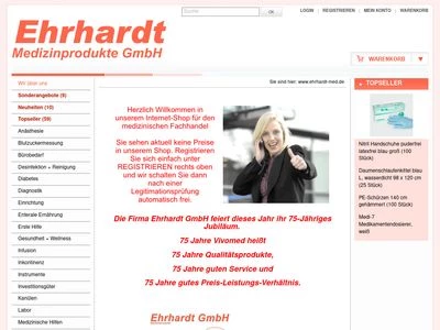 Website von Ehrhardt Medizinprodukte GmbH