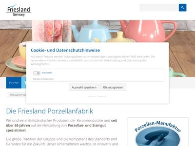 Website von Friesland Porzellanfabrik GmbH & Co. KG