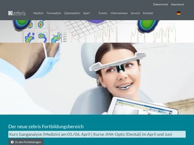 Website von zebris Medical GmbH