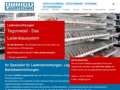 Website von Durigo Lagertechnik Vertriebs GmbH & Co. KG