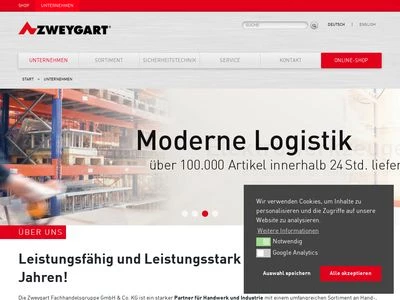 Website von Zweygart Fachhandelsgruppe GmbH & Co. KG
