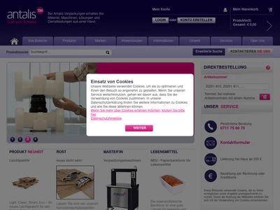 Website von Antalis Verpackungen GmbH