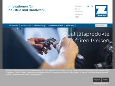 Website von Zieker GmbH Mechanische Werkstätte
