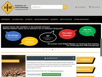 Website von HIW Handwerker- und Industrie-Werkzeuge Handelsgesellschaft mbH